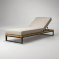 Adjustable Outdoor Chaise Lounge with Cushion, 78.7 x 27.6 x 11.8 in, Beige/Black/Natural Brown