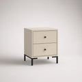 2-Drawer Beige Nightstand with Black Steel Legs, 22 x 16 x 24 in
