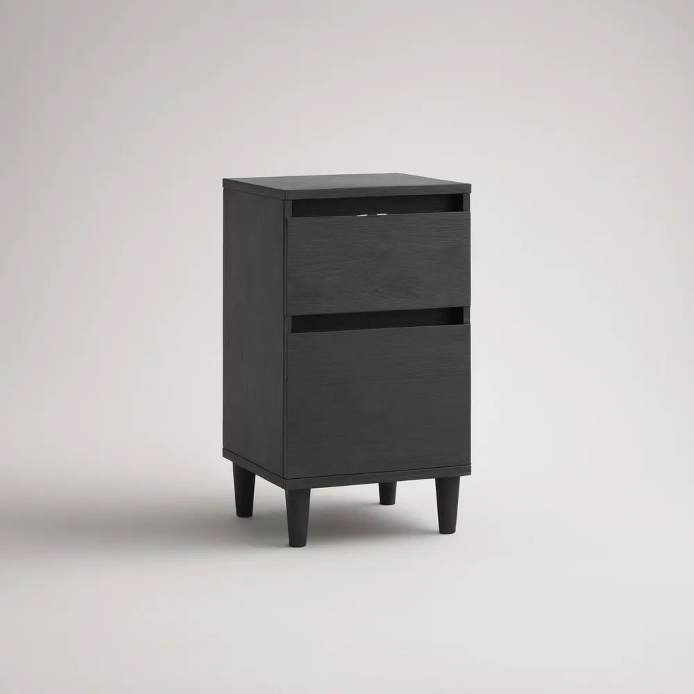 Black 2-Drawer Engineered Wood Nightstand, 18 x 16 x 26 in