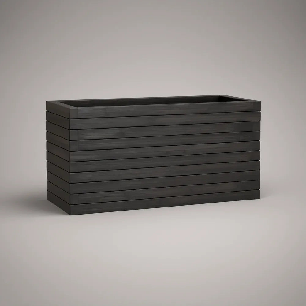 Black Solid Fir Wood Rectangular Raised Planter Box, 36 x 18 x 18 in