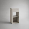 Light Gray MDF Nightstand with Drawer and 2 Open Compartments, 15.75 x 15.75 x 31.50 in