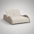 Double Sun Lounger, 165 x 145 x 85 cm, Curved PE Rattan and Aluminum Frame, Beige/Taupe