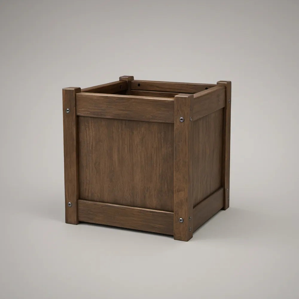 18 x 18 x 18 in Square Solid Wood Planter Box, Brown