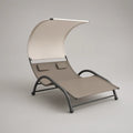 Curved Canopy Sun Lounger, 200 x 70 x 165 cm, Taupe/Dark Gray
