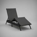 Black Adjustable PE Rattan Reclining Sun Lounger with Cushion, 77.2 x 24.4 x 12.2 in