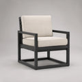 Outdoor Patio Armchair, Black Powder-Coated Steel Frame with Beige Cushions, 28.3 x 30.7 x 32.7 in