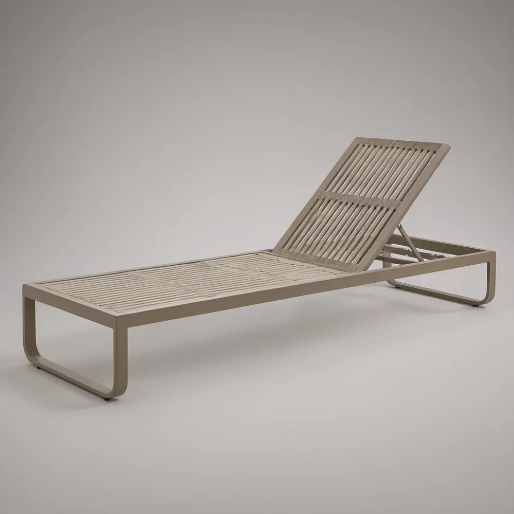 Adjustable Aluminum Sun Lounger, Taupe, 200 x 70 x 30 cm