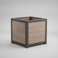 Square Outdoor Planter, WPC and Powder-Coated Steel, Brown and Dark Gray, 15.7 x 15.7 x 17.7 in