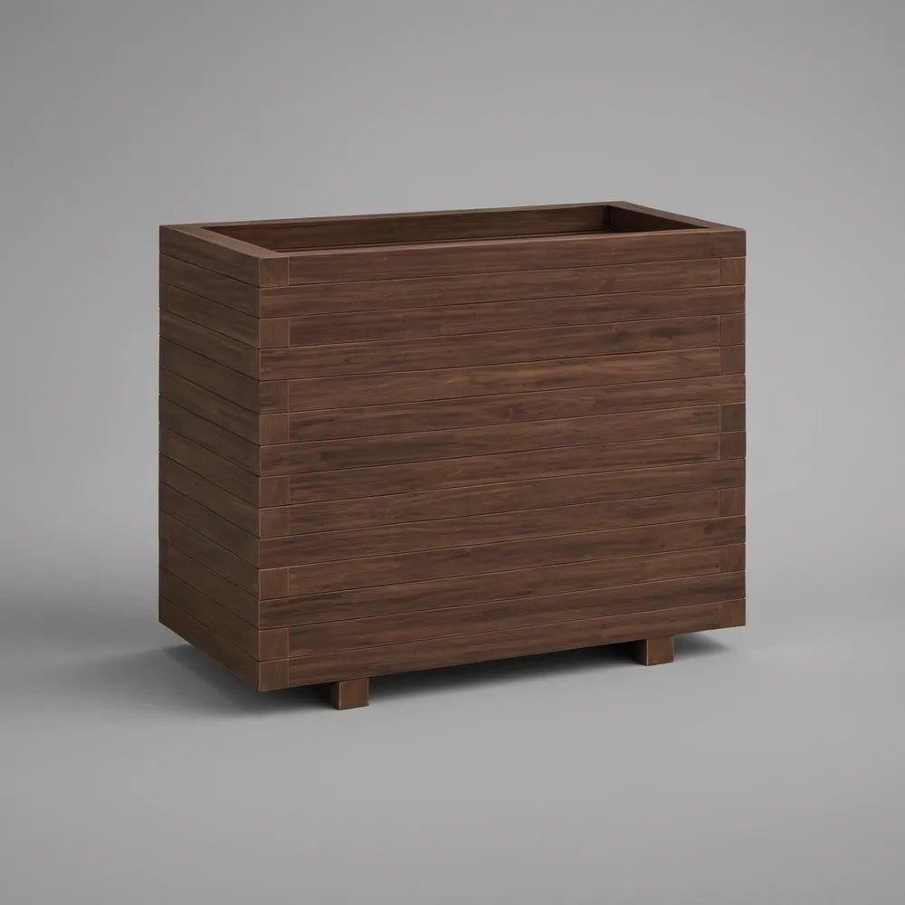 Dark Brown Solid Fir Wood Raised Garden Planter, 31.5 x 15.7 x 31.5 in (80 x 40 x 80 cm)