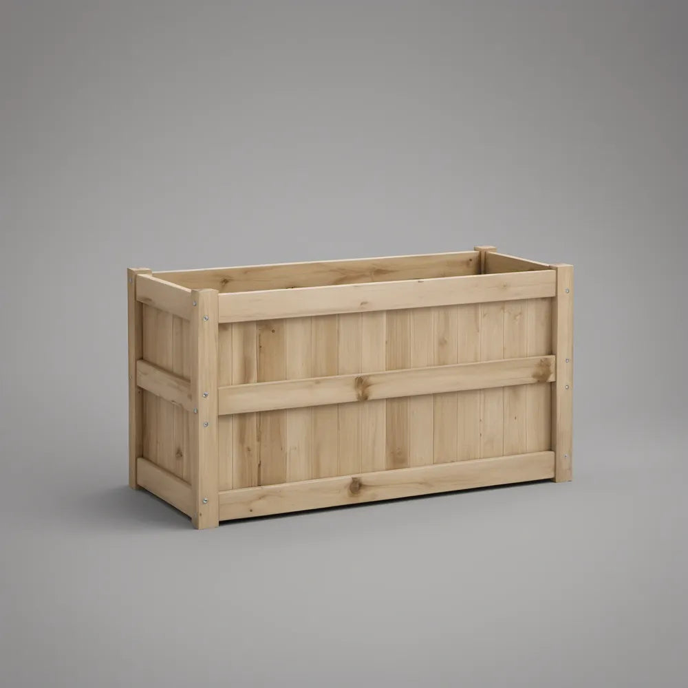 Solid Fir Wood Raised Garden Planter, 36 x 18 x 24 in, Natural
