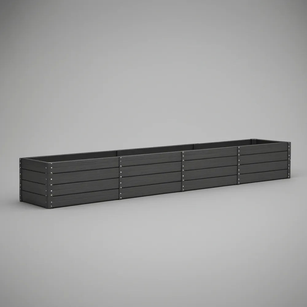 Black Galvanized Steel Raised Garden Bed, 120 x 24 x 12 in