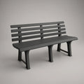 Black Powder-Coated Steel Outdoor Garden Bench, 180 x 60 x 80 cm