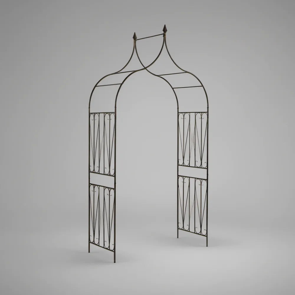 Black Gothic Steel Garden Arbor for Climbing Plants, 47.2 x 17.7 x 86.6 in