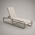 Adjustable Outdoor Reclining Lounger, 190 x 65 x 96 cm, Taupe Aluminum Frame with Cream Mesh