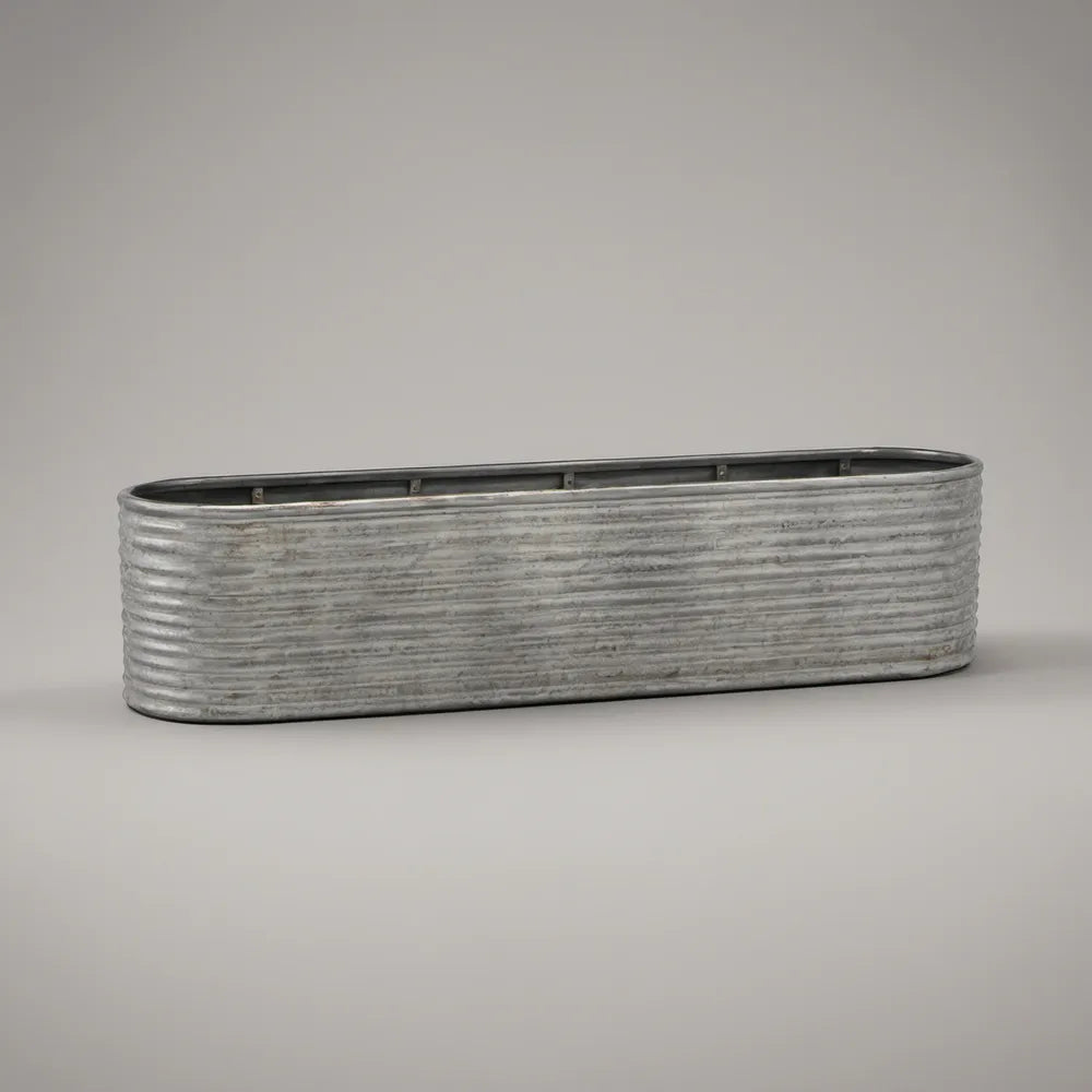 Galvanized Steel Oval Raised Garden Planter, 36 x 12 x 12 in, Silver Gray